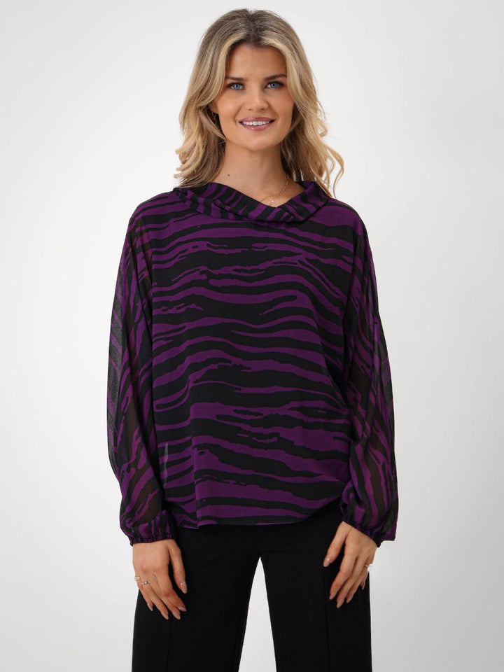 Kate & Pippa Aluna Top In Purple Print-Nicola Ross