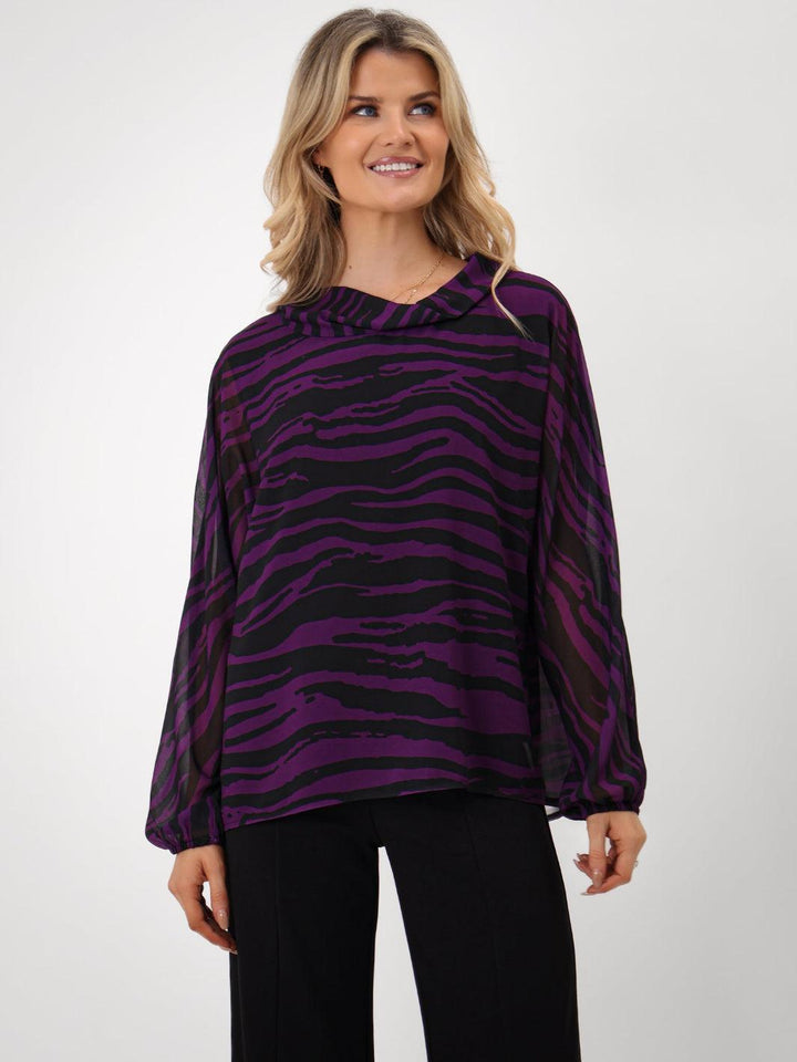 Kate & Pippa Aluna Top In Purple Print-Nicola Ross