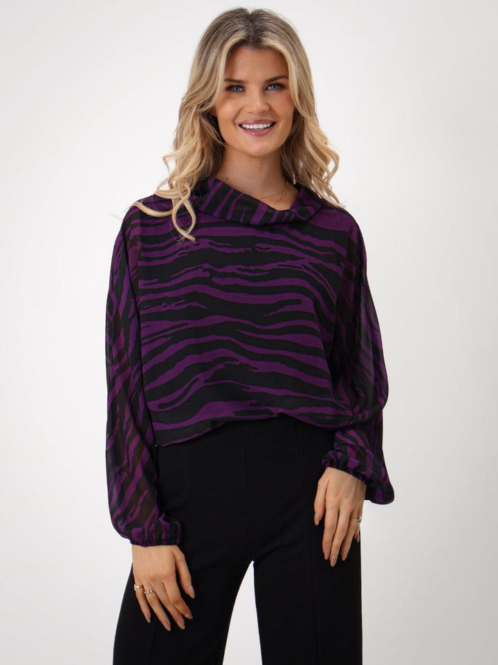 Kate & Pippa Aluna Top In Purple Print-Nicola Ross