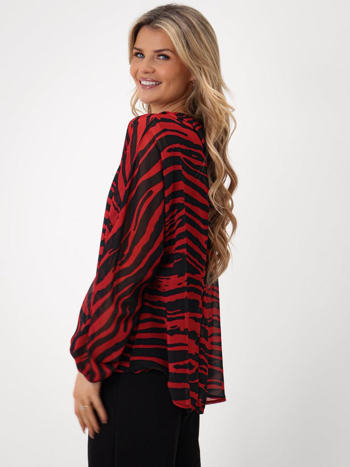 Kate & Pippa Aluna Top In Red Print-Nicola Ross