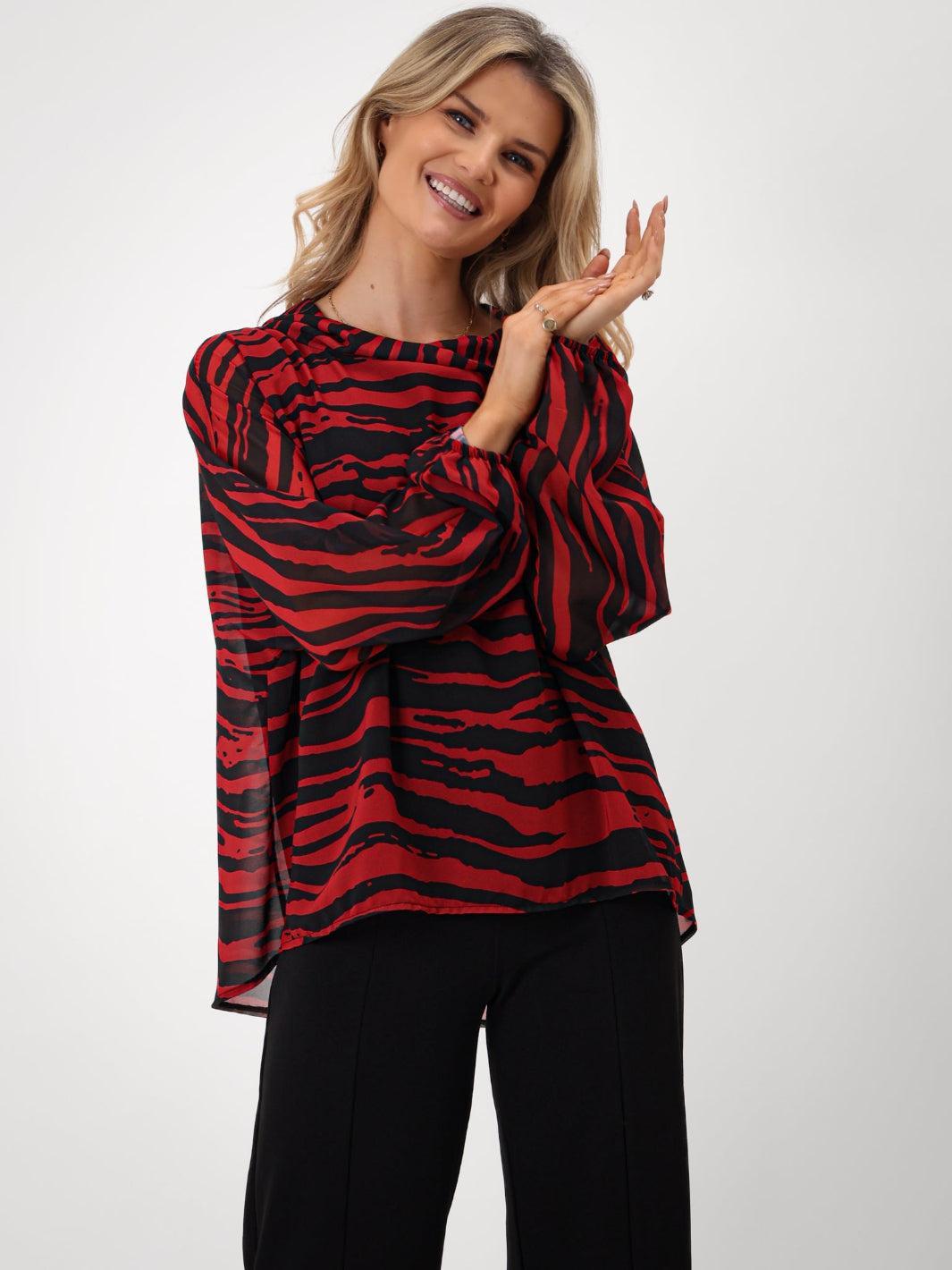 Kate & Pippa Aluna Top In Red Print-Nicola Ross
