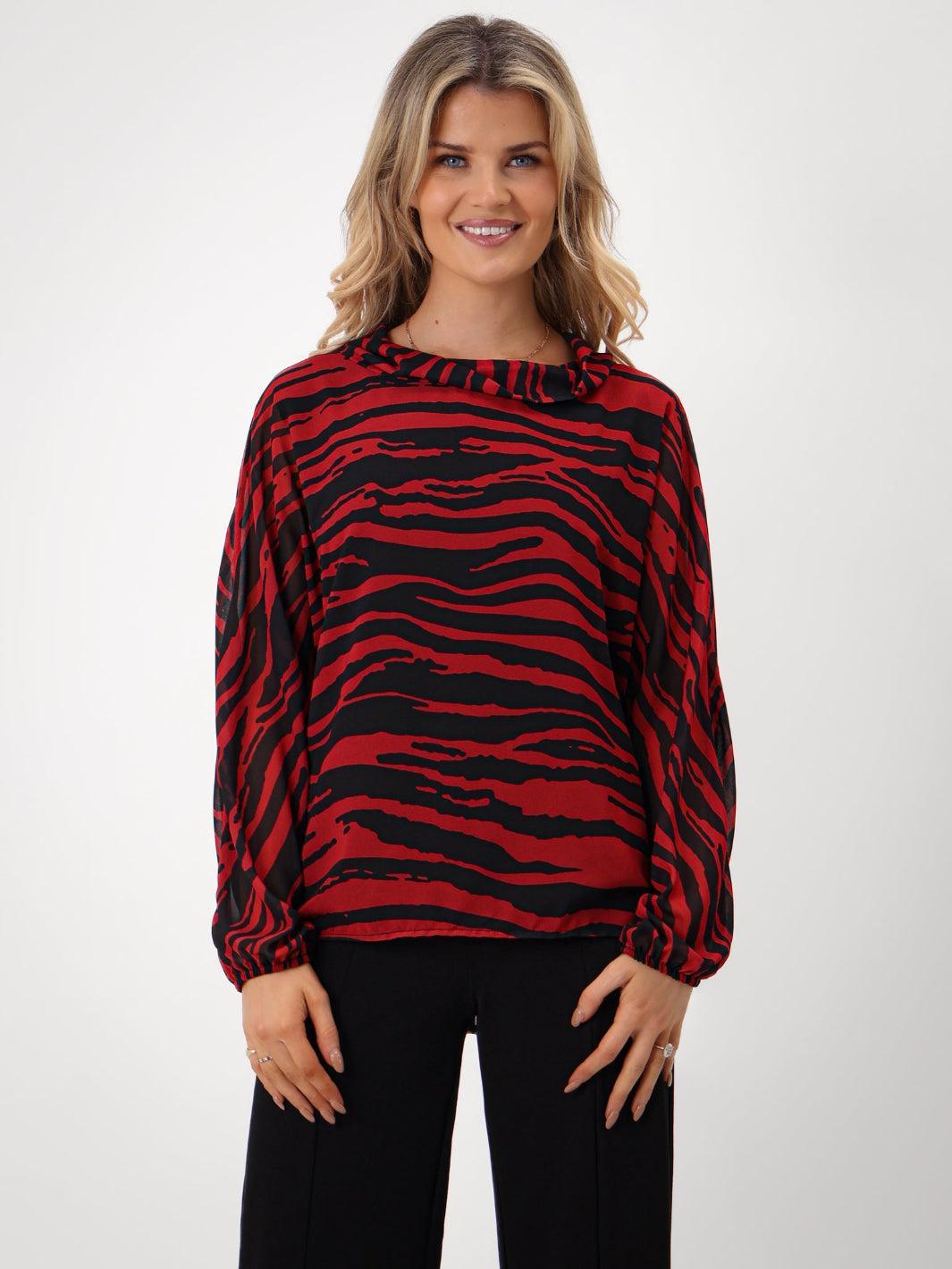 Kate & Pippa Aluna Top In Red Print-Nicola Ross