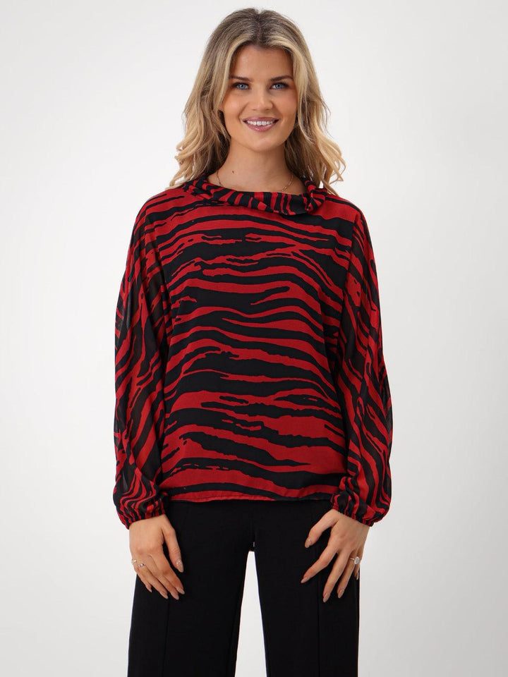 Kate & Pippa Aluna Top In Red Print-Nicola Ross