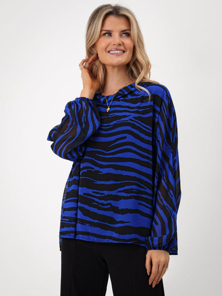 Kate & Pippa Aluna Top In Royal Blue Print-Nicola Ross