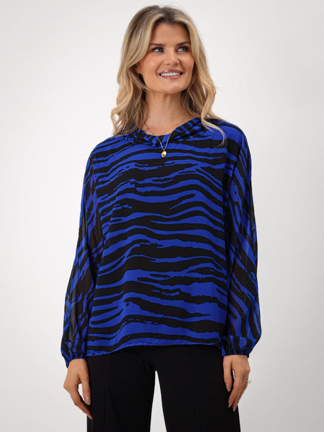 Kate & Pippa Aluna Top In Royal Blue Print-Nicola Ross