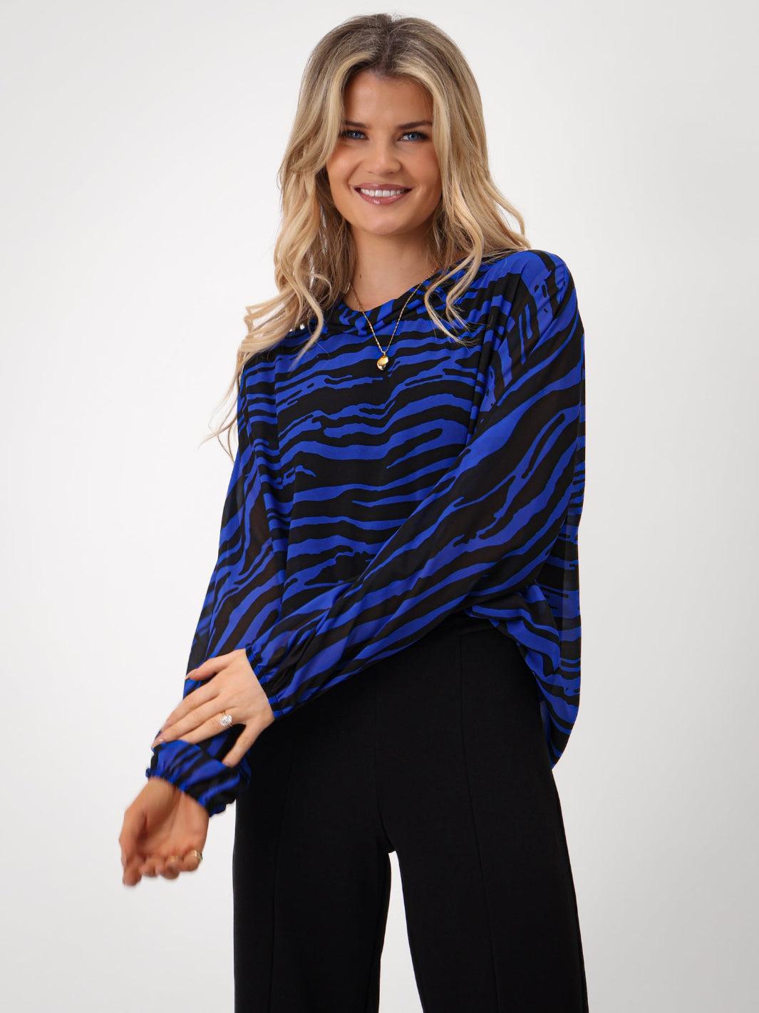 Kate & Pippa Aluna Top In Royal Blue Print-Nicola Ross
