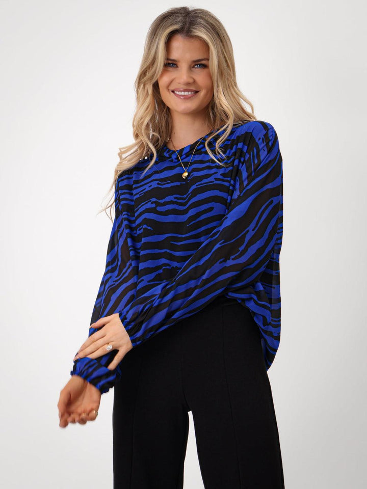 Kate & Pippa Aluna Top In Royal Blue Print-Nicola Ross