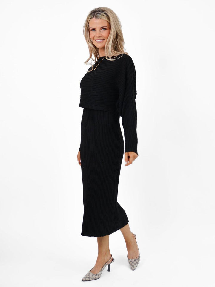 Kate & Pippa Amelia Knit Dress In Black-Nicola Ross