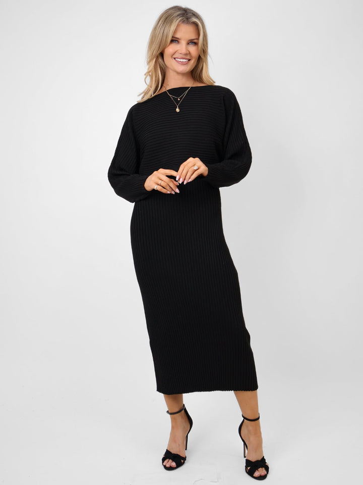Kate & Pippa Amelia Knit Dress In Black-Nicola Ross
