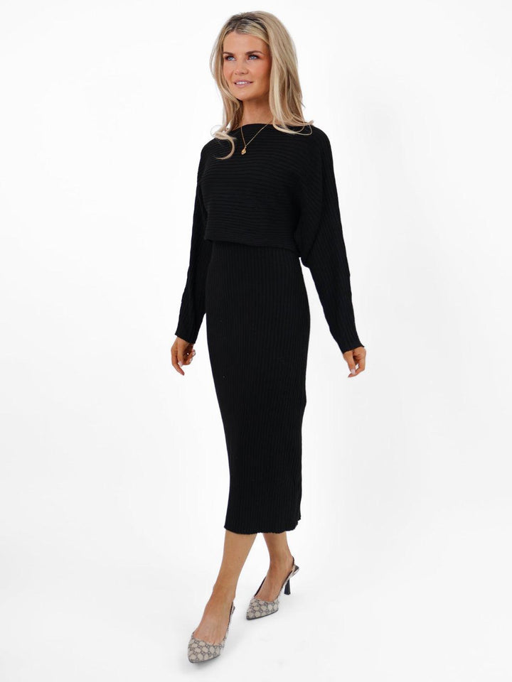 Kate & Pippa Amelia Knit Dress In Black-Nicola Ross
