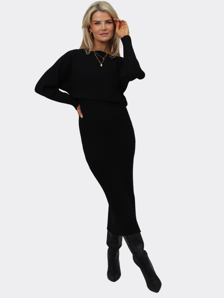 Kate & Pippa Amelia Knit Dress In Black-Nicola Ross