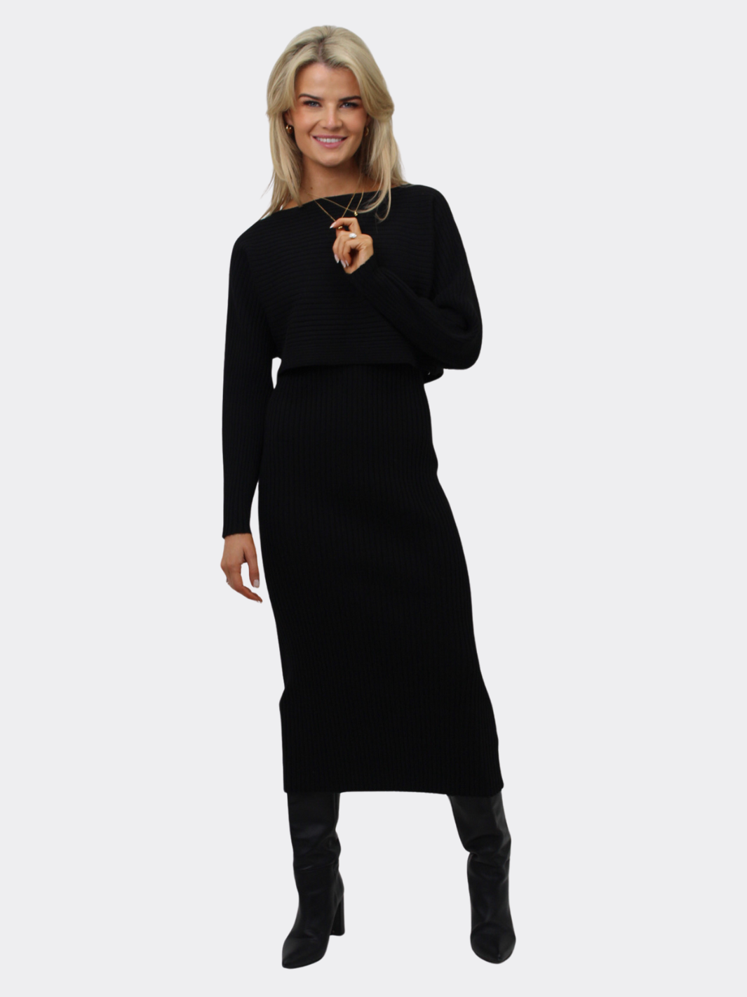 Kate & Pippa Amelia Knit Dress In Black-Nicola Ross