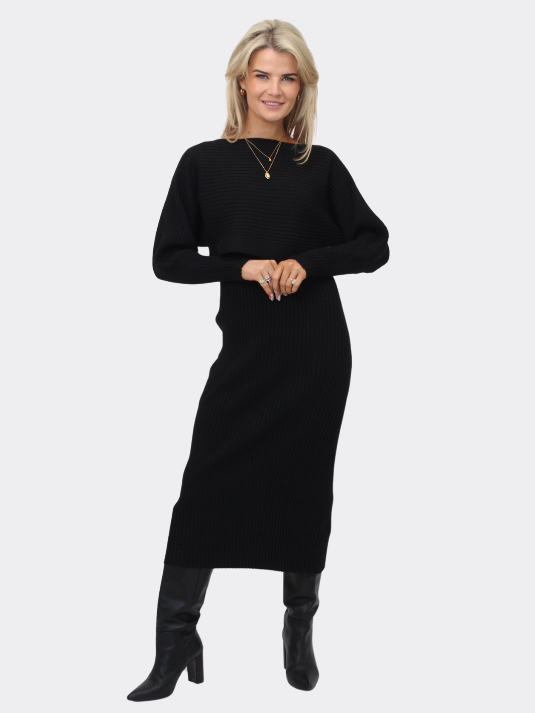 Kate & Pippa Amelia Knit Dress In Black-Nicola Ross
