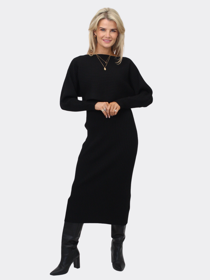 Kate & Pippa Amelia Knit Dress In Black-Nicola Ross