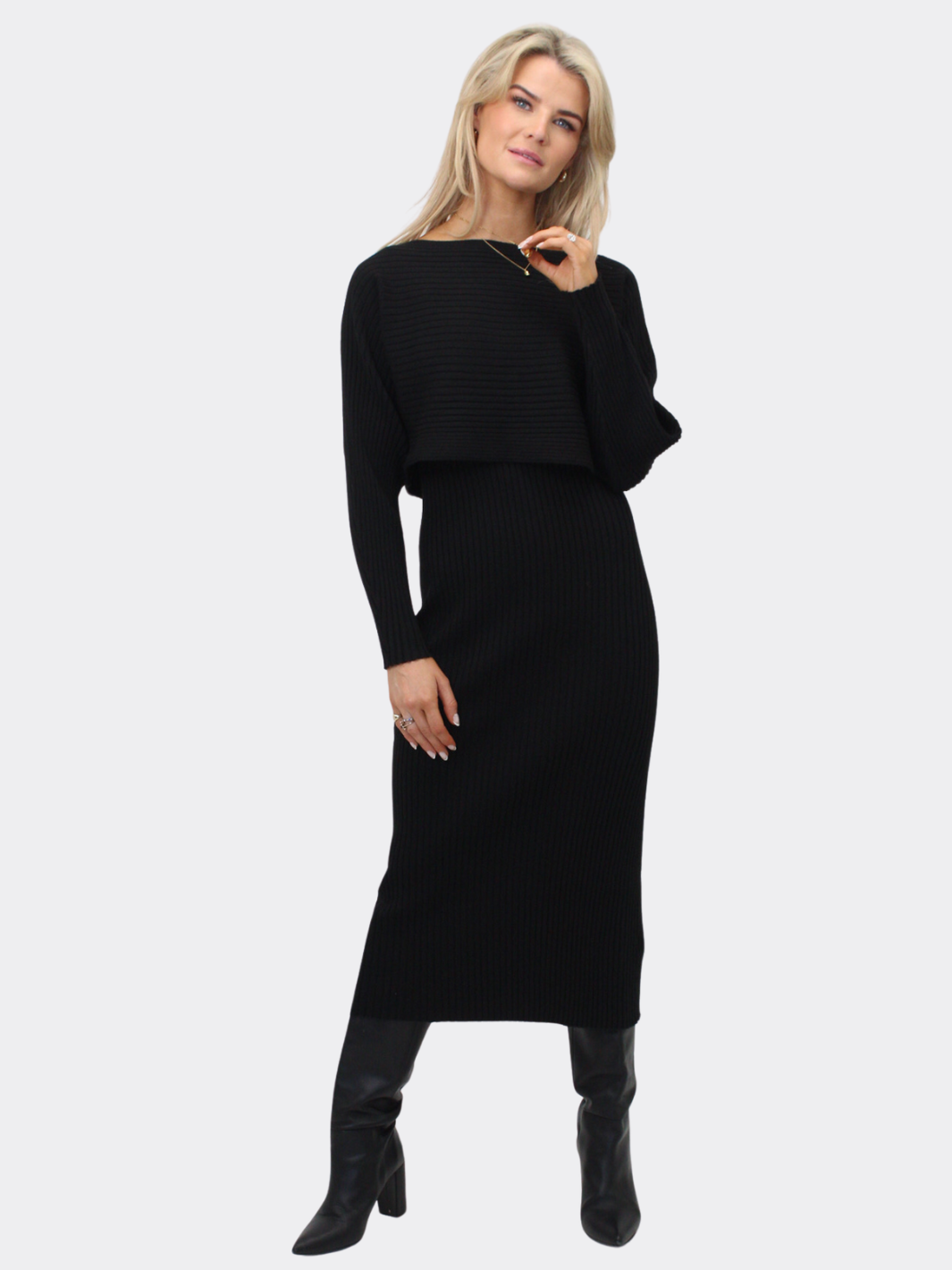 Kate & Pippa Amelia Knit Dress In Black-Nicola Ross