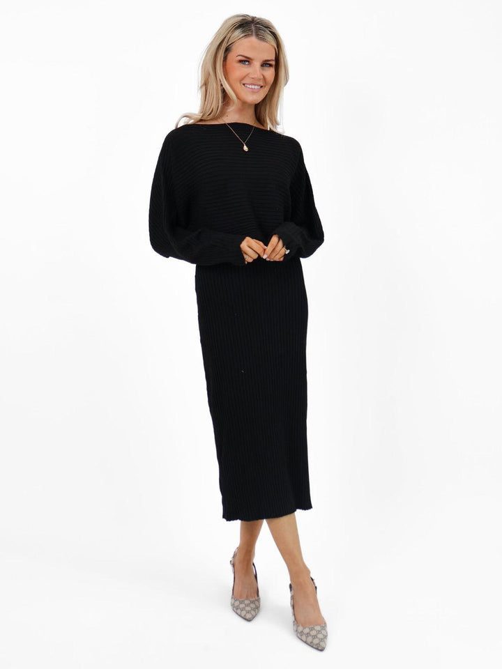 Kate & Pippa Amelia Knit Dress In Black-Nicola Ross