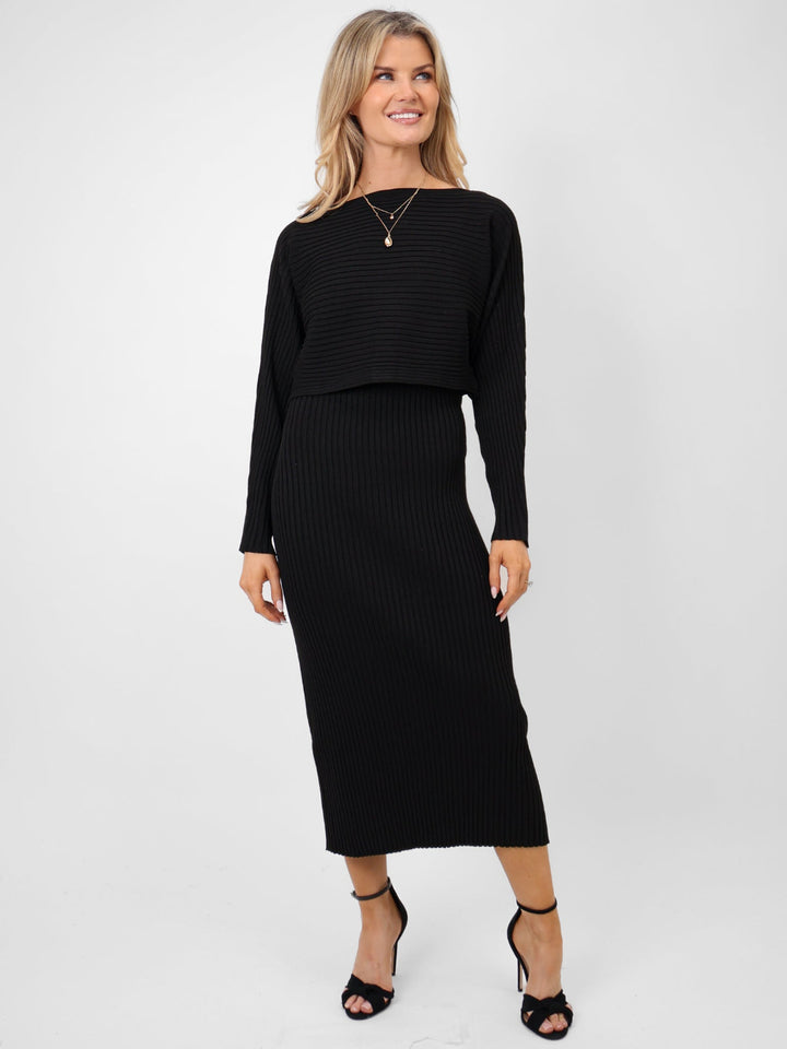 Kate & Pippa Amelia Knit Dress In Black-Nicola Ross