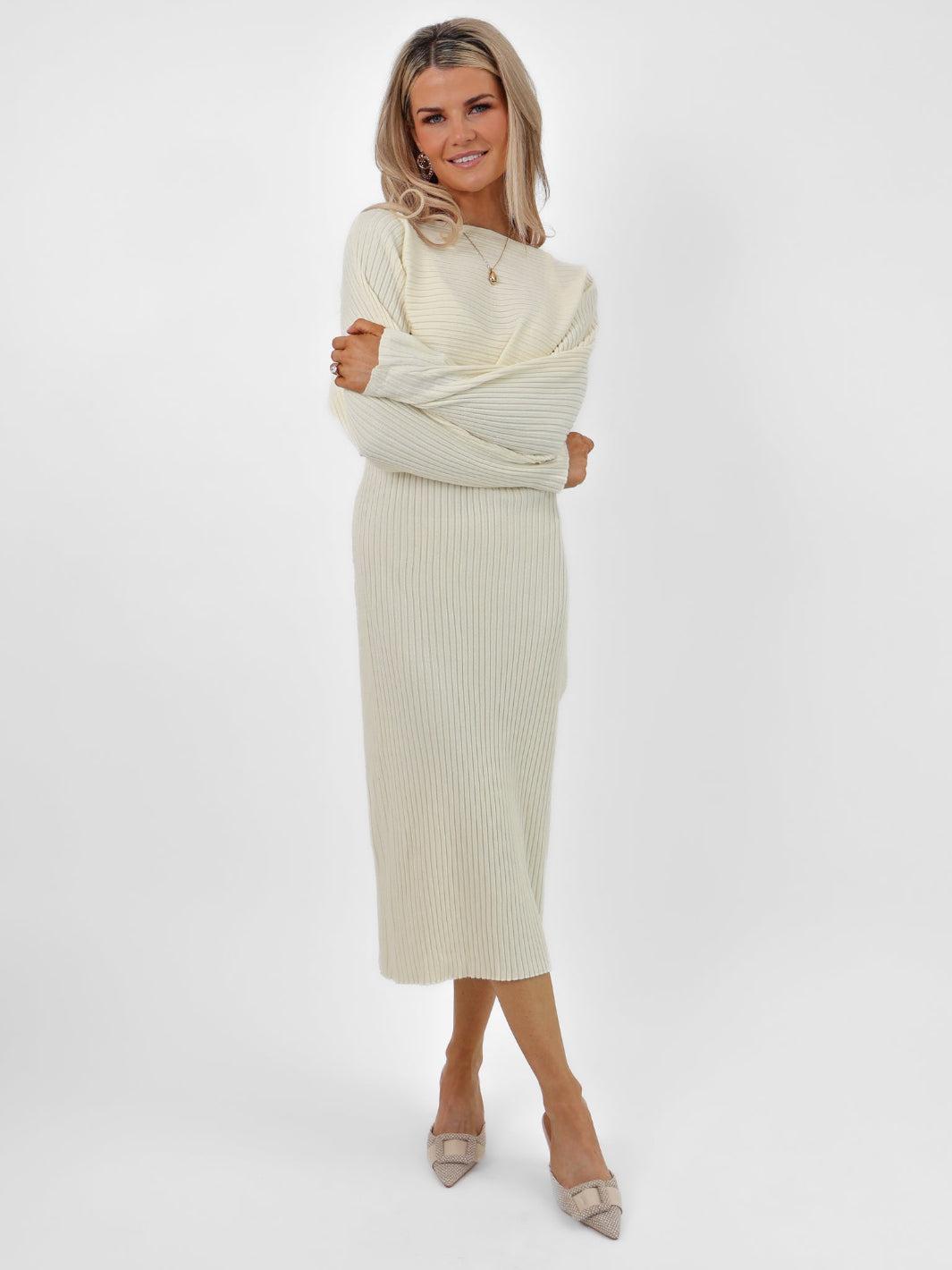 Kate & Pippa Amelia Knit Dress In Cream-Nicola Ross