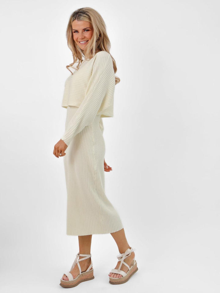 Kate & Pippa Amelia Knit Dress In Cream-Nicola Ross