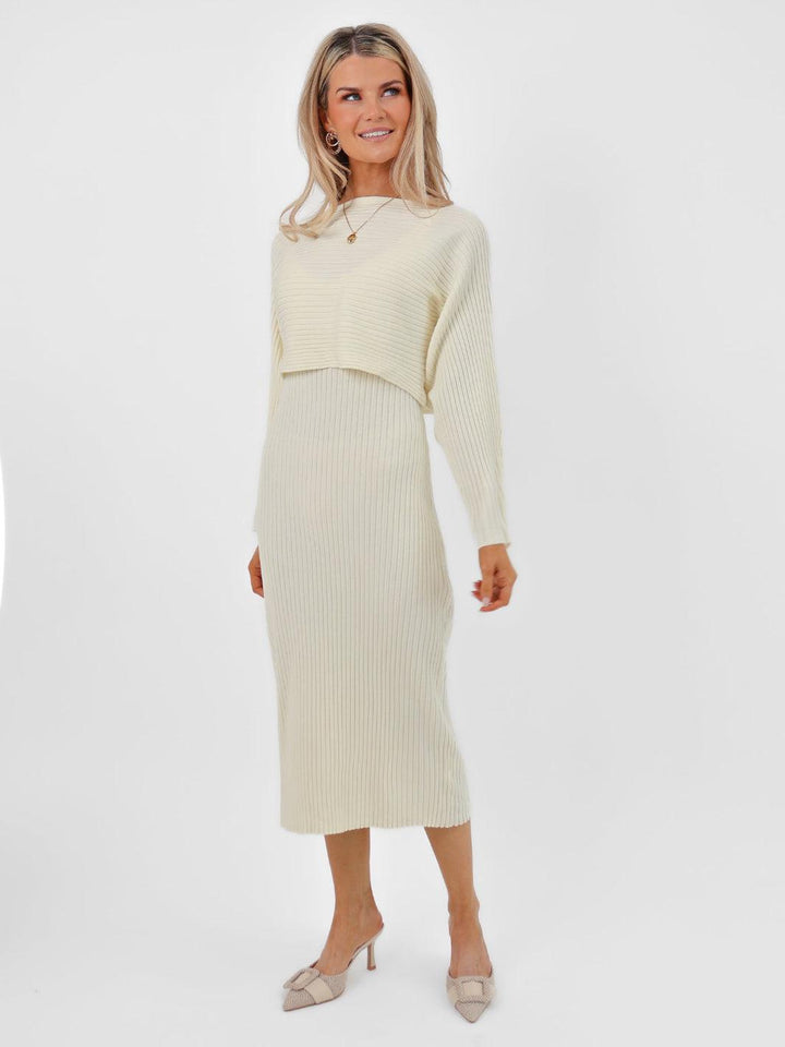 Kate & Pippa Amelia Knit Dress In Cream-Nicola Ross