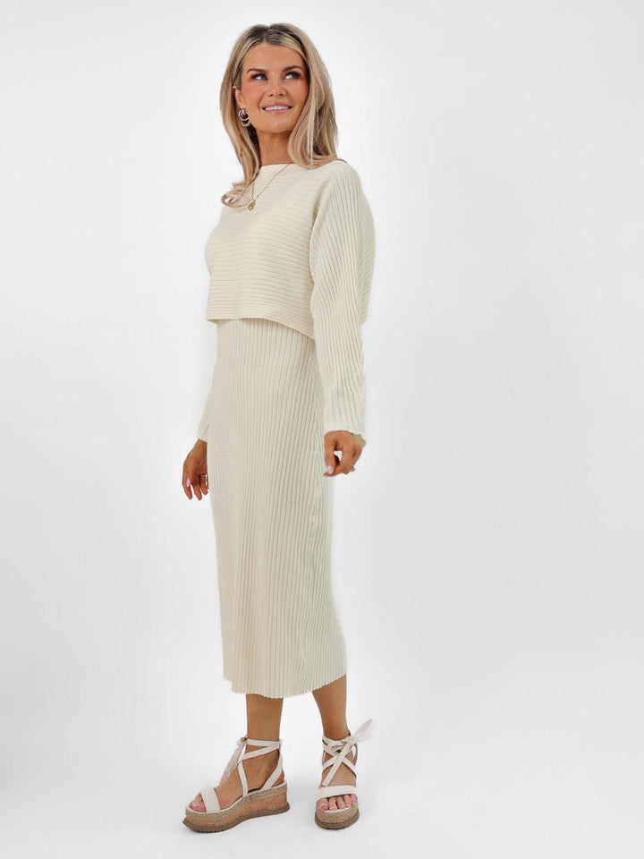 Kate & Pippa Amelia Knit Dress In Cream-Nicola Ross