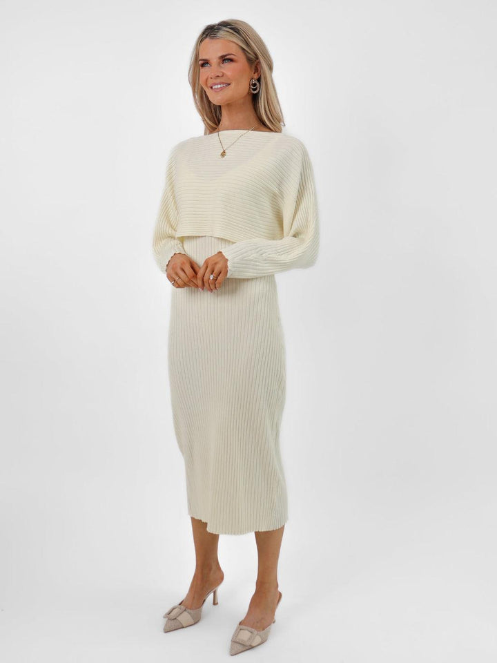 Kate & Pippa Amelia Knit Dress In Cream-Nicola Ross