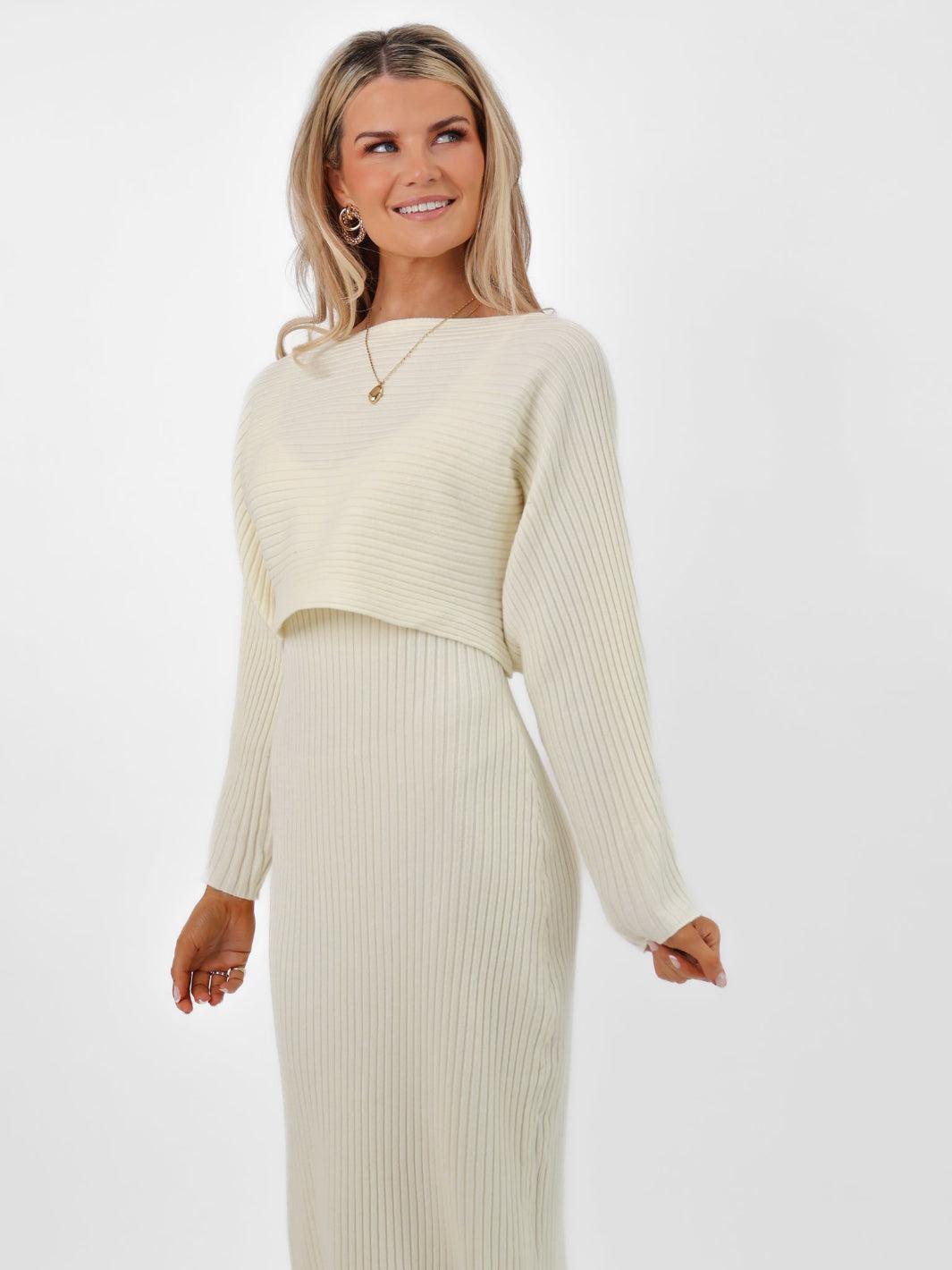 Kate & Pippa Amelia Knit Dress In Cream-Nicola Ross