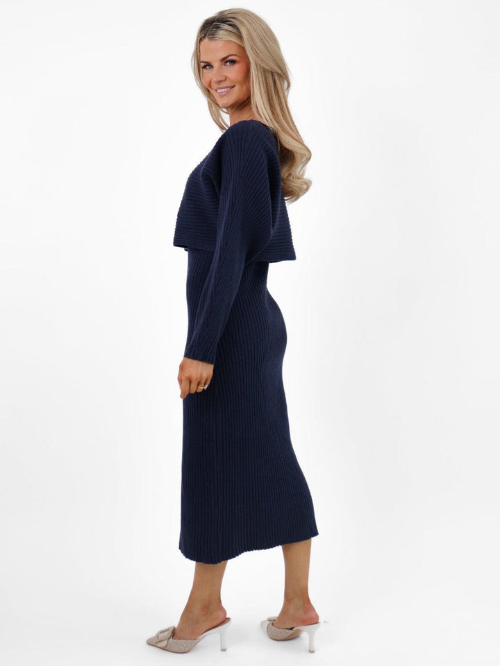 Kate & Pippa Amelia Knit Dress In Navy-Nicola Ross