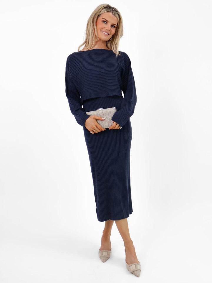 Kate & Pippa Amelia Knit Dress In Navy-Nicola Ross