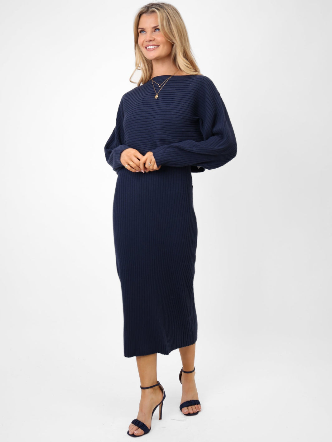 Kate & Pippa Amelia Knit Dress In Navy-Nicola Ross