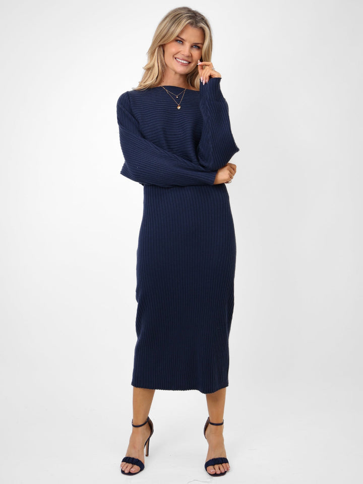 Kate & Pippa Amelia Knit Dress In Navy-Nicola Ross