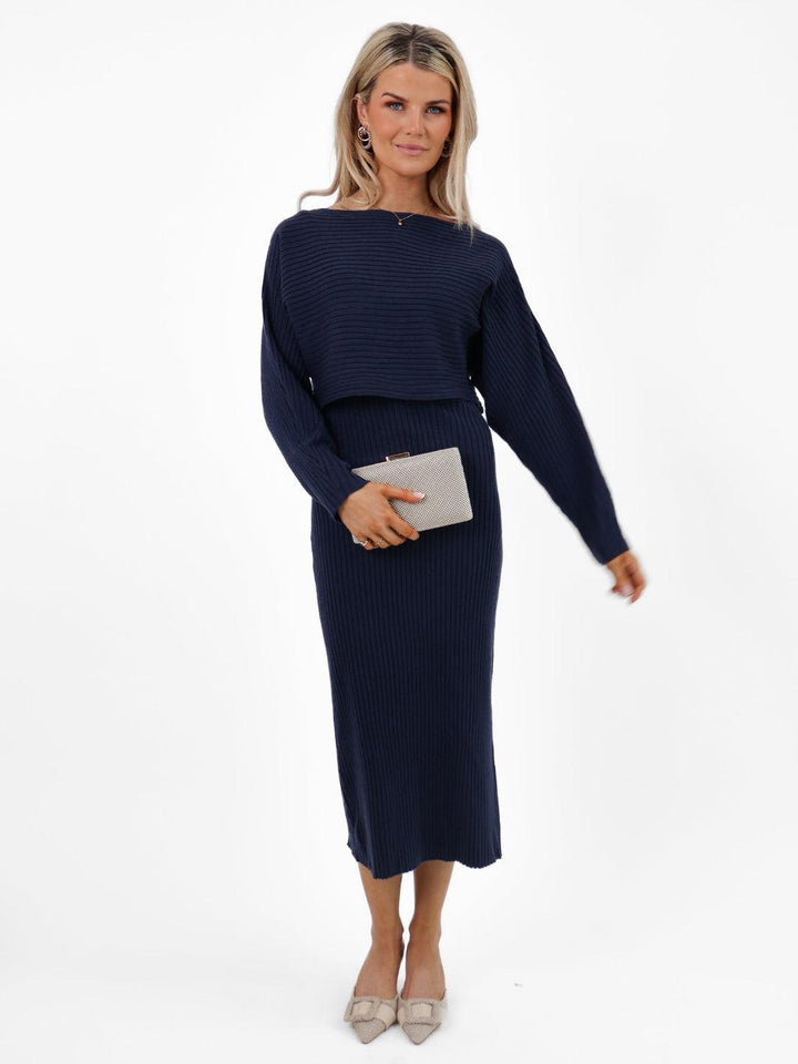Kate & Pippa Amelia Knit Dress In Navy-Nicola Ross