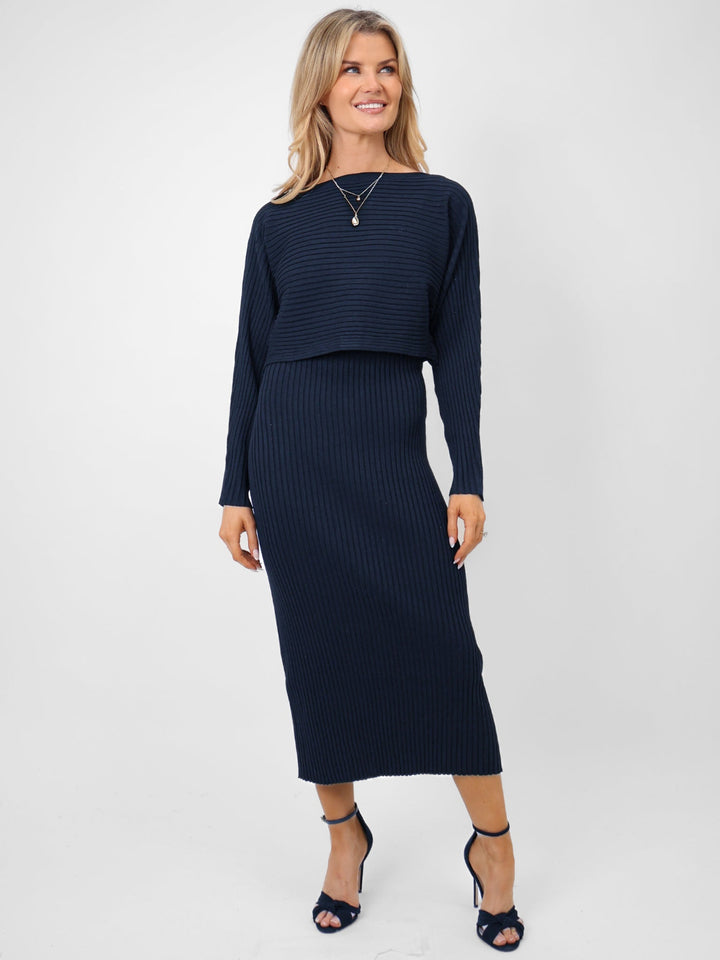 Kate & Pippa Amelia Knit Dress In Navy-Nicola Ross