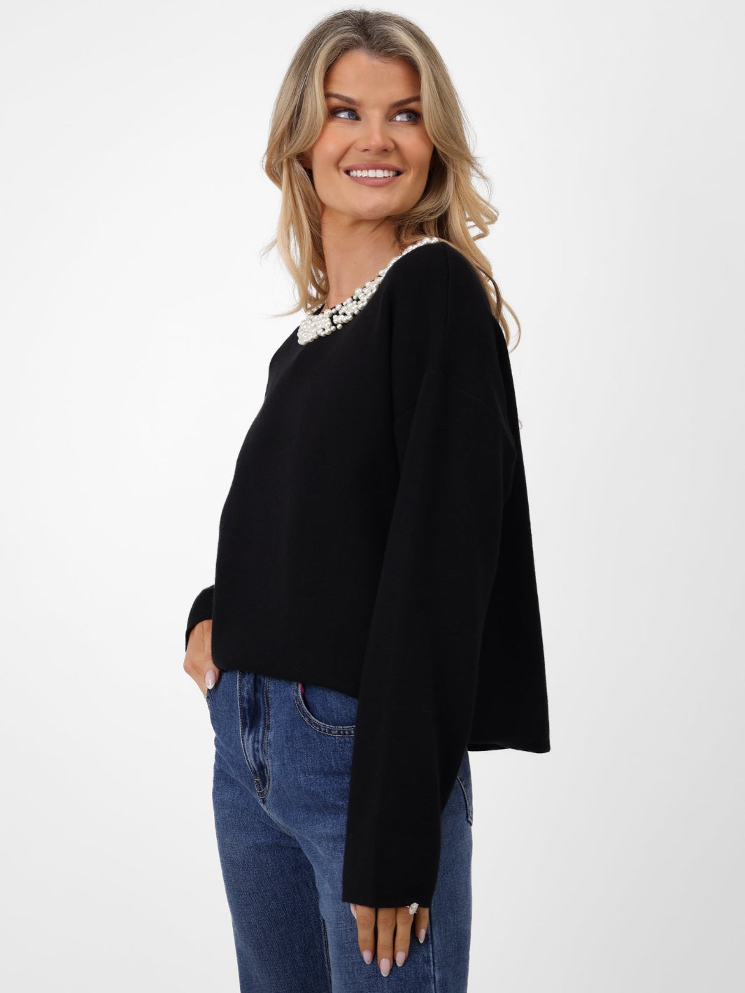 Kate & Pippa Annabelle Knit Jumper In Black-Nicola Ross