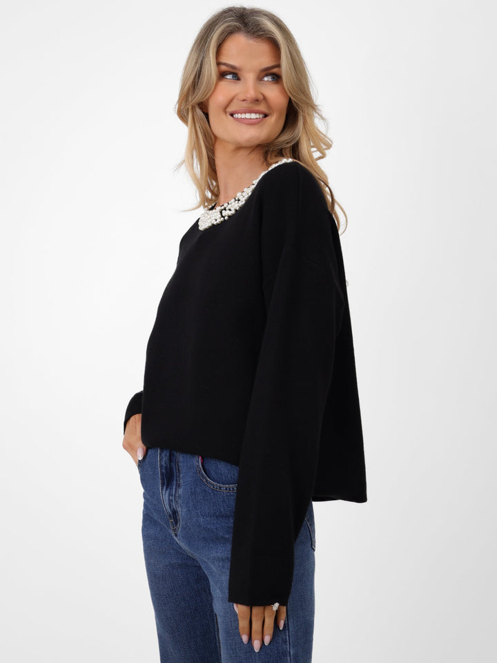 Kate & Pippa Annabelle Knit Jumper In Black-Nicola Ross