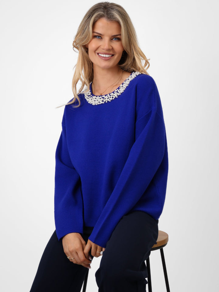 Kate & Pippa Annabelle Knit Jumper In Royal Blue-Nicola Ross