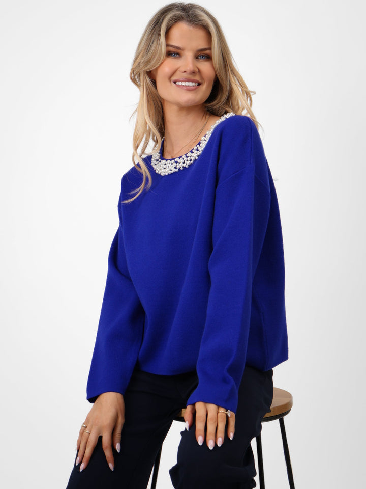 Kate & Pippa Annabelle Knit Jumper In Royal Blue-Nicola Ross