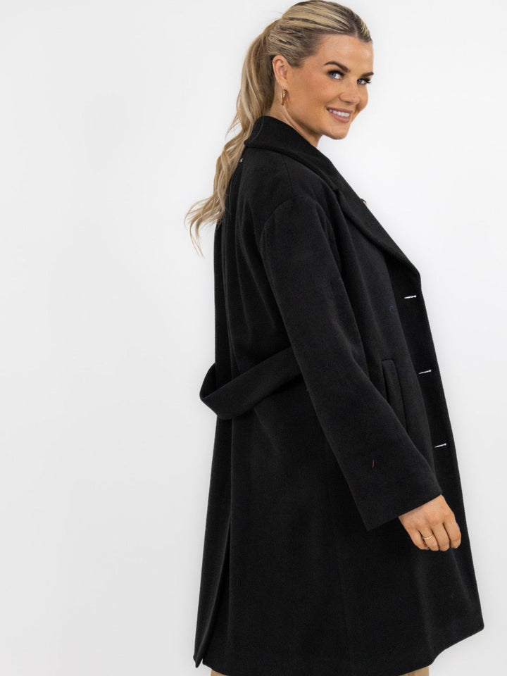 Kate & Pippa Arezzo Coat In Black-Nicola Ross