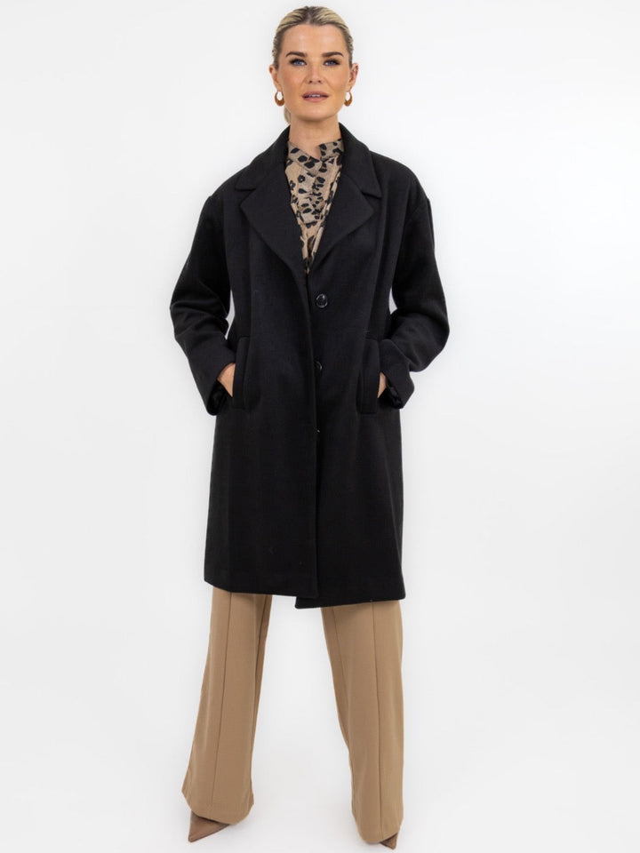 Kate & Pippa Arezzo Coat In Black-Nicola Ross