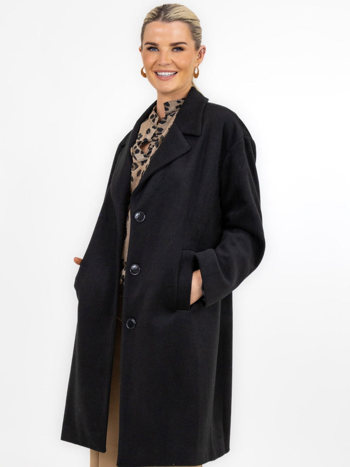 Kate & Pippa Arezzo Coat In Black-Nicola Ross
