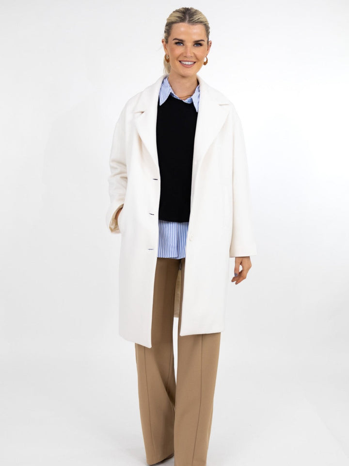 Kate & Pippa Arezzo Coat In Cream-Nicola Ross