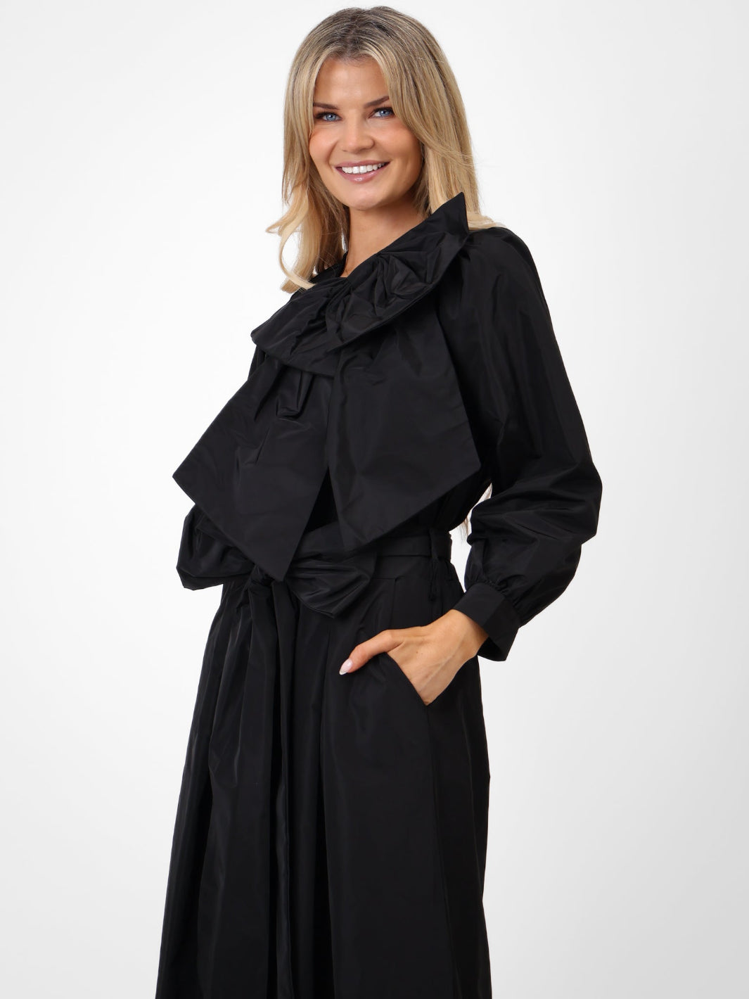 Kate & Pippa Aria Taffeta Top In Black-Nicola Ross