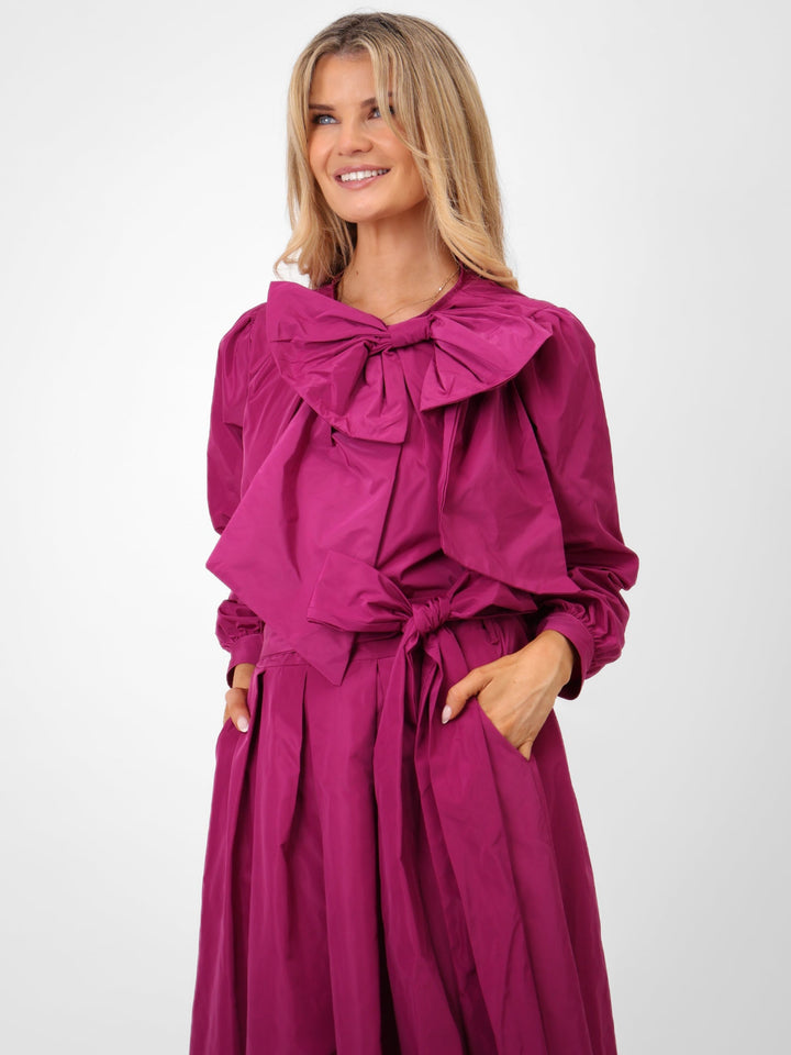 Kate & Pippa Aria Taffeta Top In Magenta-Nicola Ross