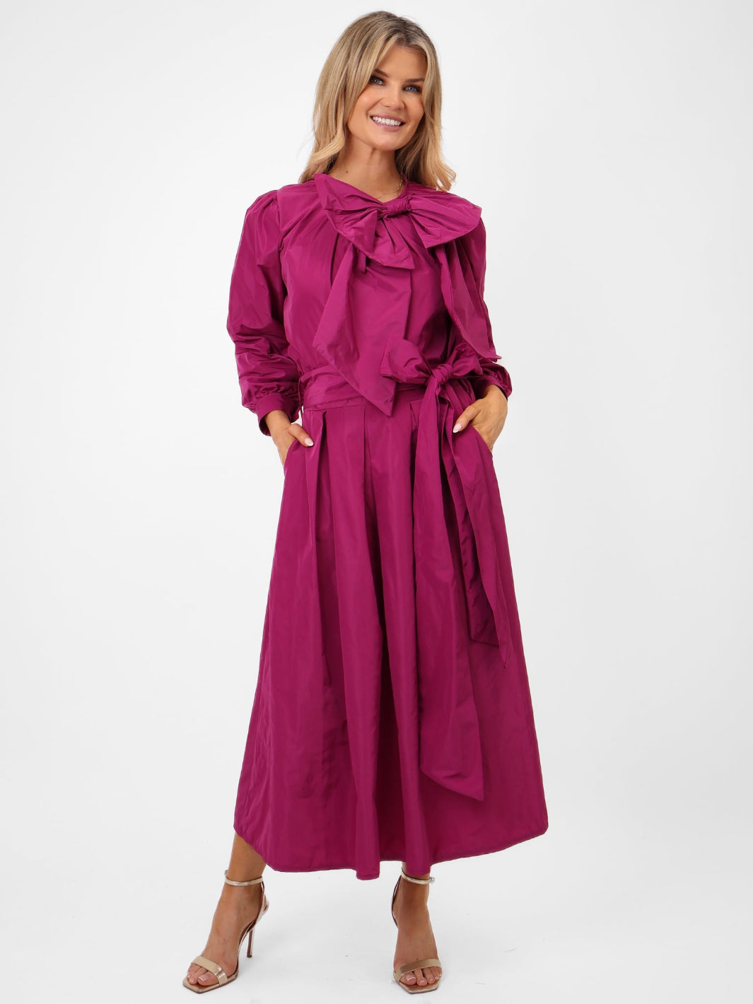 Kate & Pippa Aria Taffeta Top In Magenta-Nicola Ross