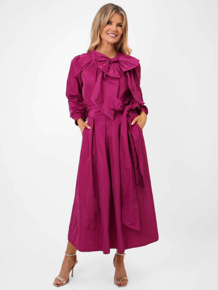 Kate & Pippa Aria Taffeta Top In Magenta-Nicola Ross