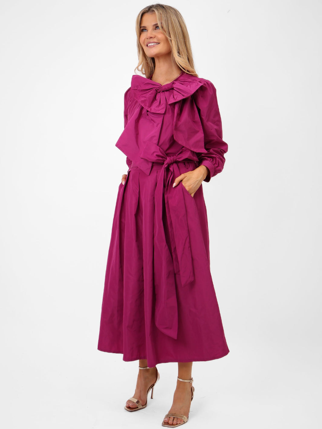 Kate & Pippa Aria Taffeta Top In Magenta-Nicola Ross