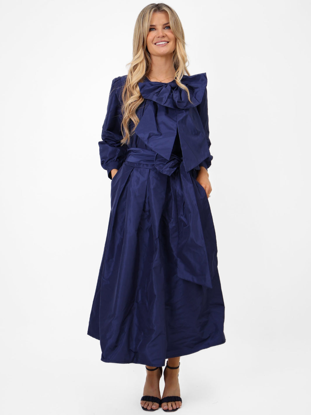 Kate & Pippa Aria Taffeta Top In Navy-Nicola Ross