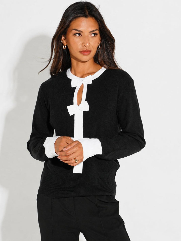 Kate & Pippa Aspen Bow Knit In Black-Nicola Ross