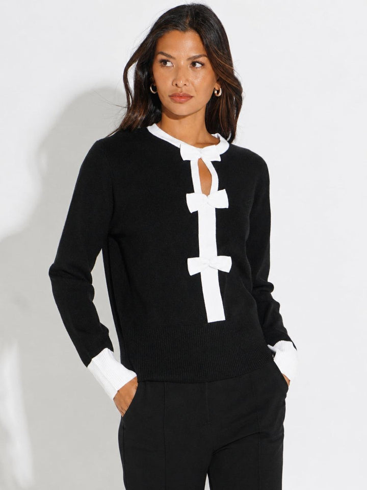Kate & Pippa Aspen Bow Knit In Black-Nicola Ross