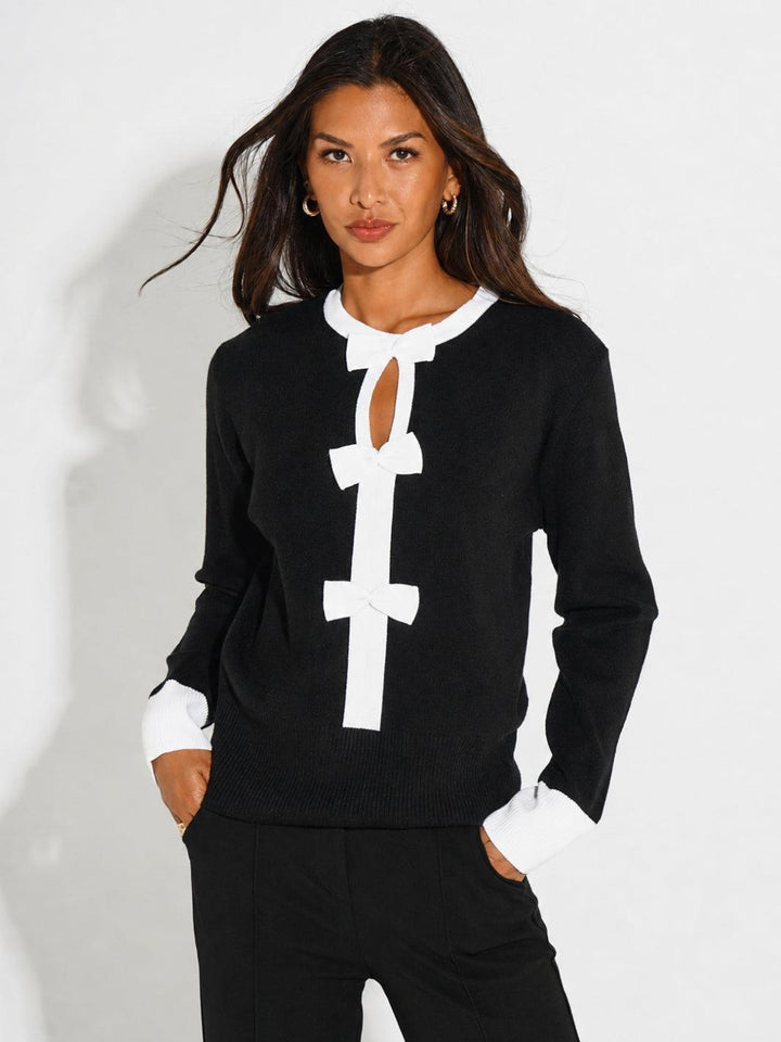 Kate & Pippa Aspen Bow Knit In Black-Nicola Ross